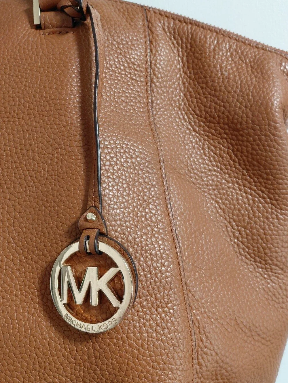 Michael Kors Caramel Brown Pebbled Leather Satchel Purse W/Removable Strap